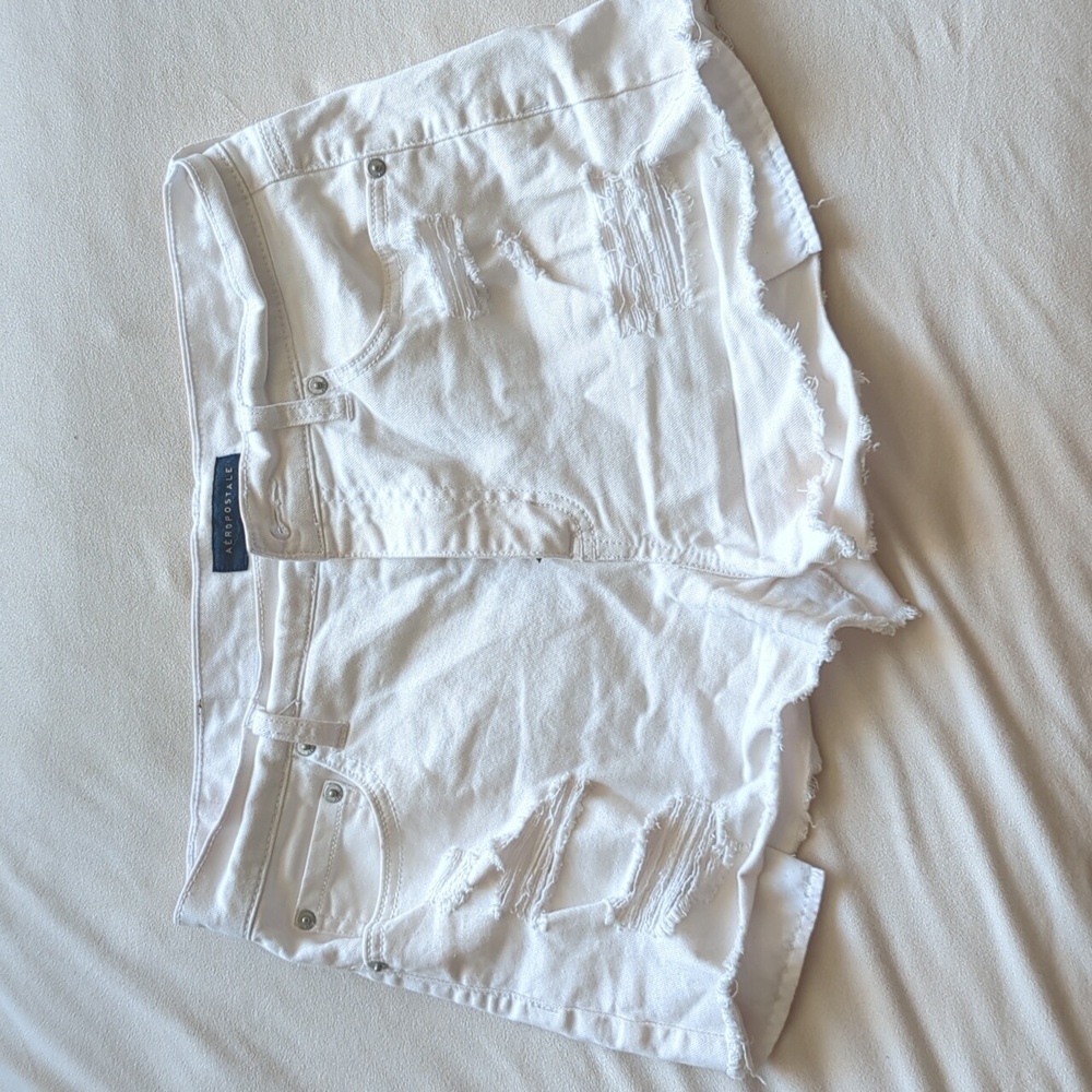 Aeropostale white distressed cheeky shorts
